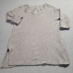 Free People Pullover Long Sweater Gray Soft Knit Size Medium Boat Neck